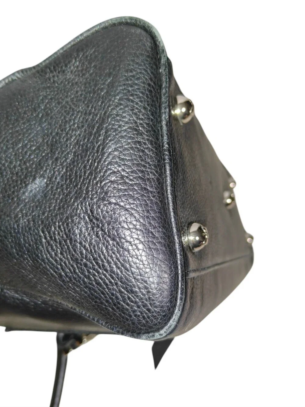 MY FLAT IN LONDON Black Pebbled Leather Dome Satchel Bag -Brighton